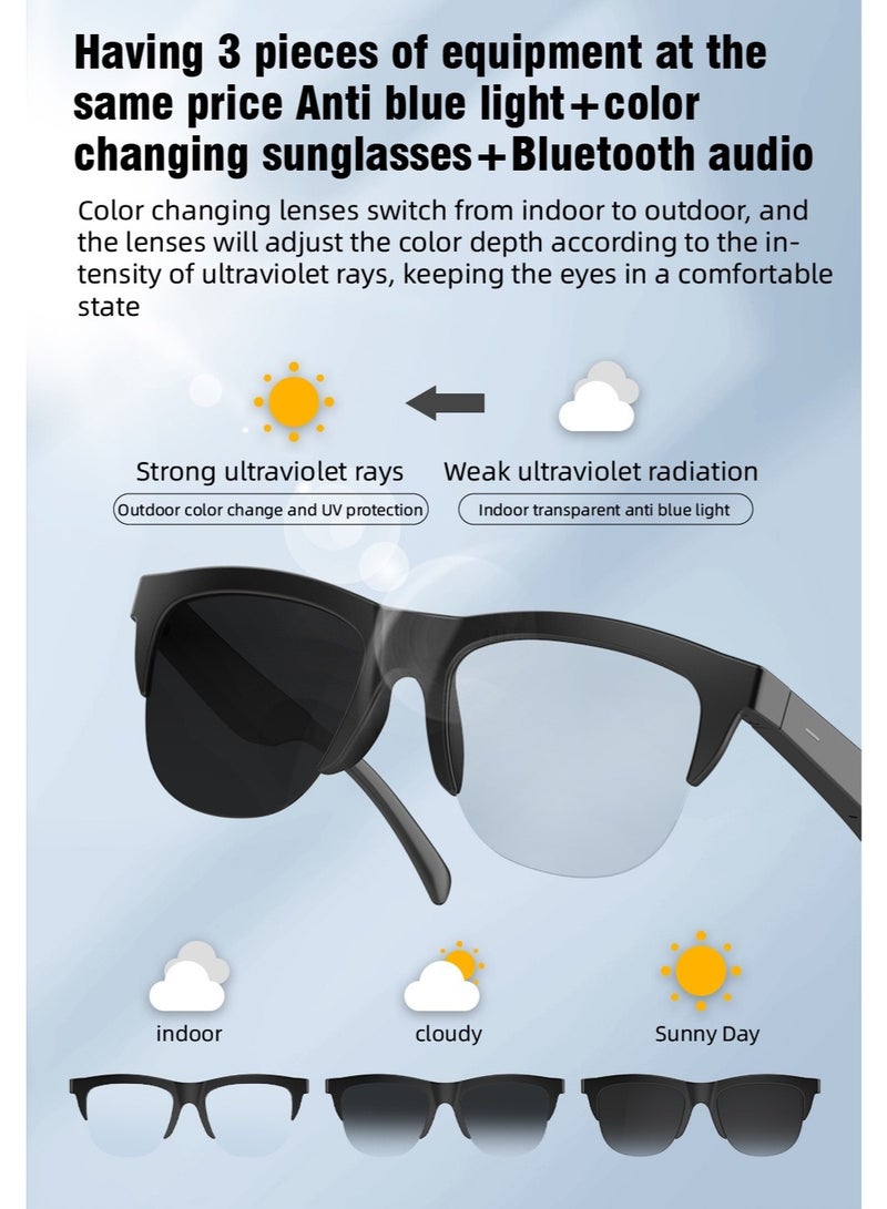 Smart Audio Bluetooth Glasses, Photochromic Auto Color Changing, Hands-Free Call & Music, Suitable for Sports Cycling, Anti-UV Outdoor Eyewear - Image 4